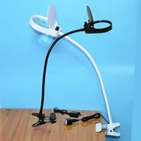 desk lamp magnifier clip on table top desk led lamp reading 3x 10x large lens magnifying glass with clamp
