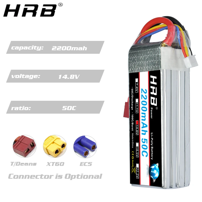 hrb 2200mah lipo батарея 2s 74 v 3s 111 v 4s 148 v 5s 185 v 6s 222 v deans xt60 50c ec3 xt90 дл