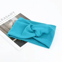 style 1blue Женская повязка на голову, сплошной цвет, широкий тюрбан, твист, вязаная, хлопок, повязка на голову, спиральная, двойная, для девушек, макияж, Эластичные аксессуары, ленты для волос - Цвет: style 1blue