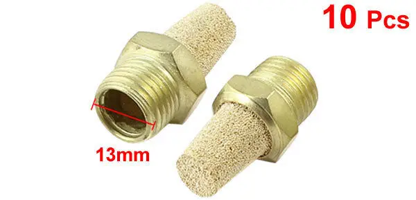 

10 Pcs 1/4PT Thread Pneumatic Air Exhaust Silencer Muffler Gold Tone