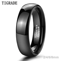 tigrade 2468mm black ring men women polished tungsten carbide wedding band engagement ring unisex lover namedate engraving