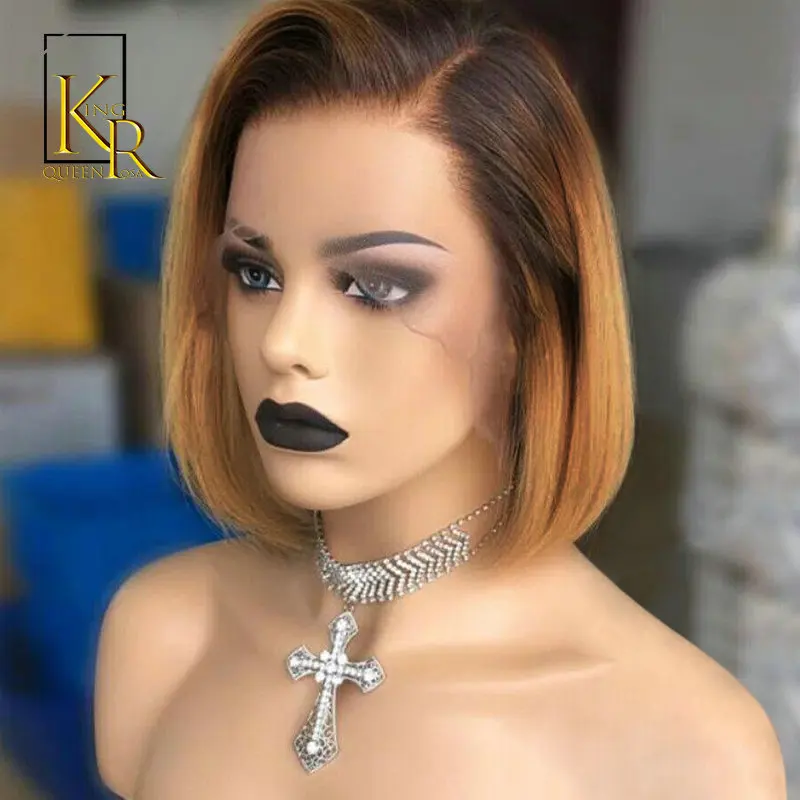 1b 27 Ombre 13x4 парики медовая Блондинка безклеевые кружевные Передние Короткие боб