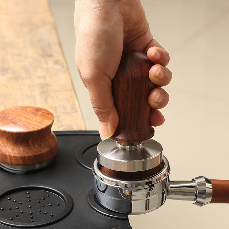 Calibrated Espresso Coffee Tamper 30lb Spring Loaded Elastic Aluminum/Wooden Stainless Steel Powder Hammer | Дом и сад