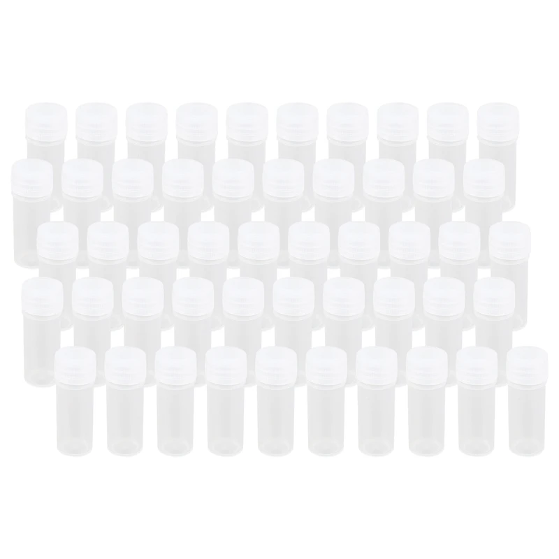 50x Plastic Sample Bottle 5ml Test Tube Lab Small Vial Storage Container + Lid | Красота и здоровье