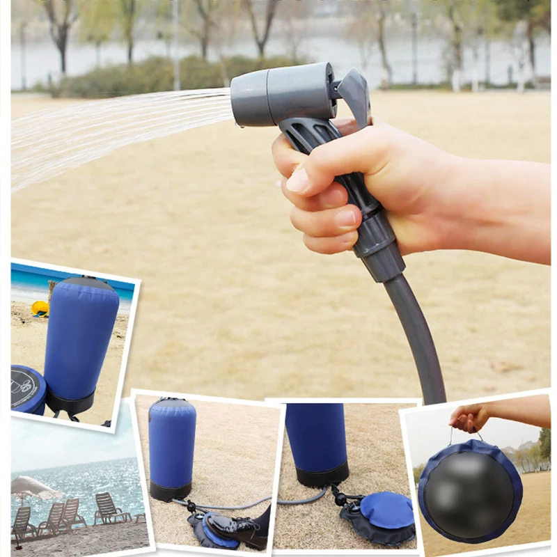

11L PVC Outdoor Inflatable Shower Pressure Water Bag Portable Camping Shower Water Bag Lightweight Bathing Travel Water Storage
