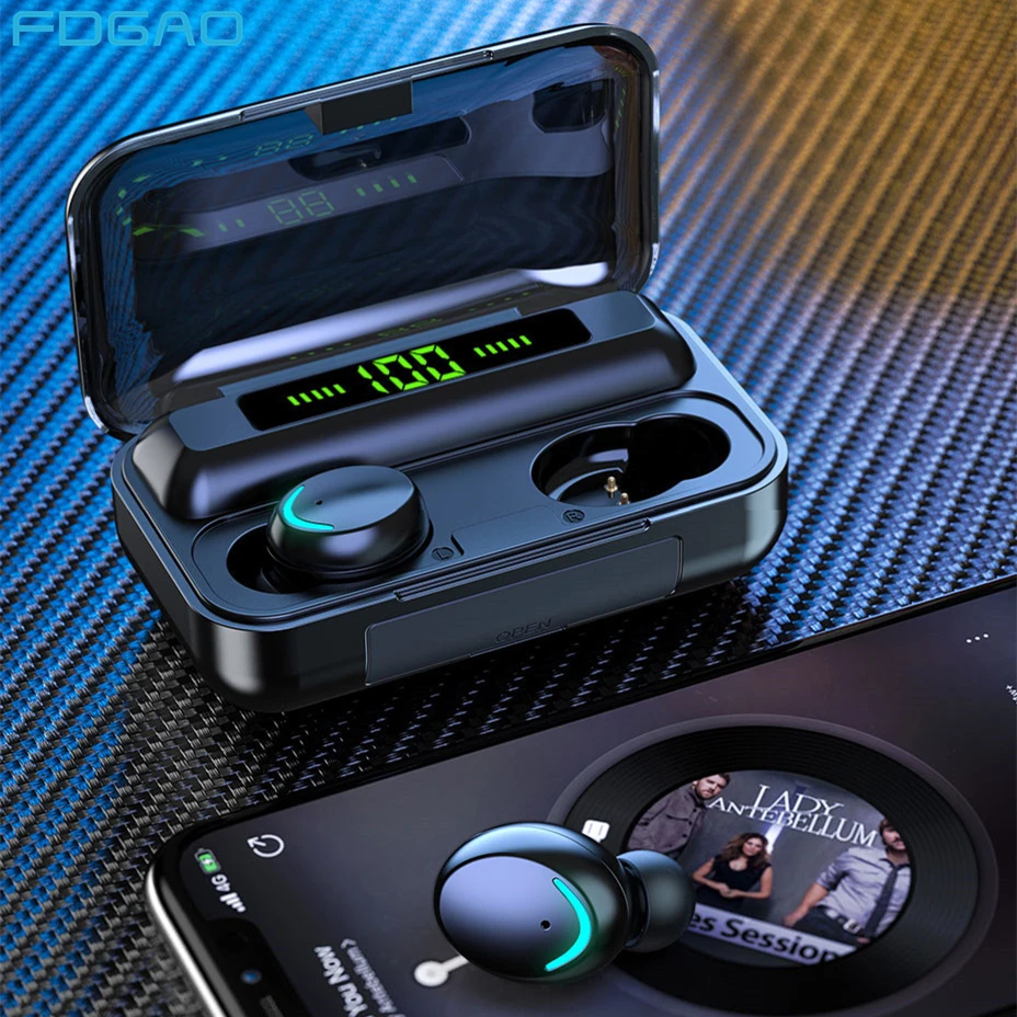 

TWS for Bluetooth Earphones Wireless Headphone Waterproof 9D HiFi Stereo Sport Headsets Handsfree With Mic 2000mAh Charging Box