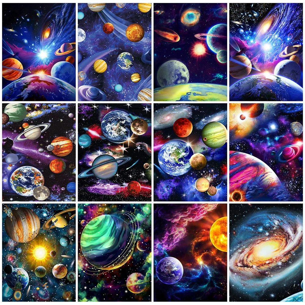 

EverShine Full Square Drill Diamond Painting Universe Mosaic Art Kits Diamond Embroidery Landscape Needlework Planet Child Hobby