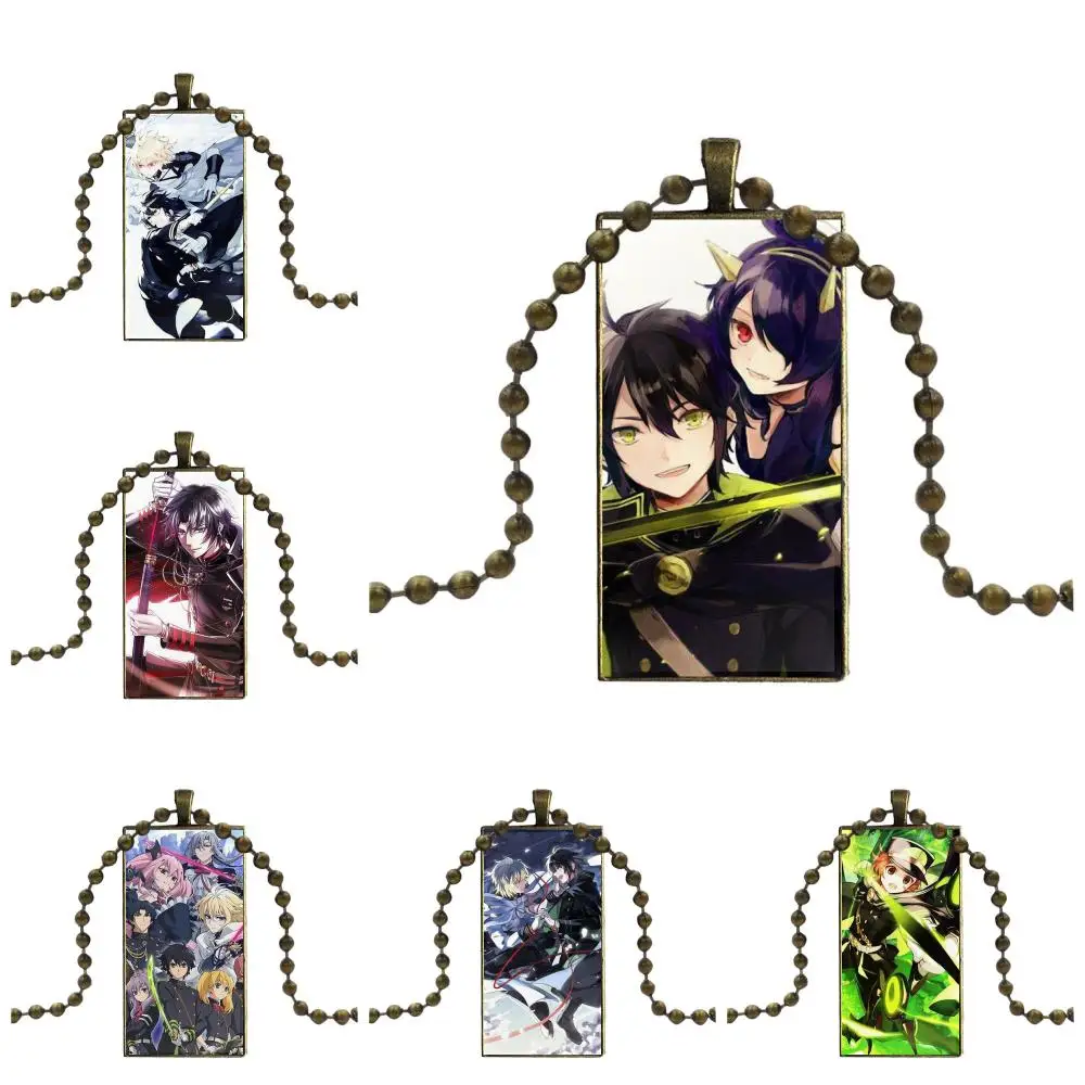 EJ glaze унисекс подарок стеклянный кабошон ожерелье прямоугольник модное Owari No Seraph