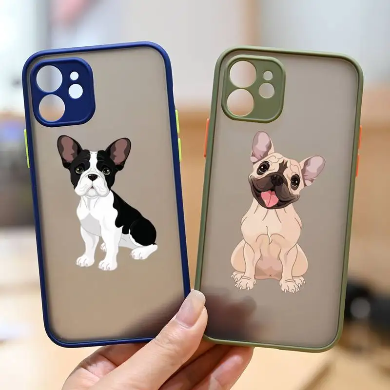 

Chihuahua bulldog cartoon dog Phone Case matte transparent For Clear Funda sapphire iPhone 7 8 x xs xr 11 12 pro plus max mini