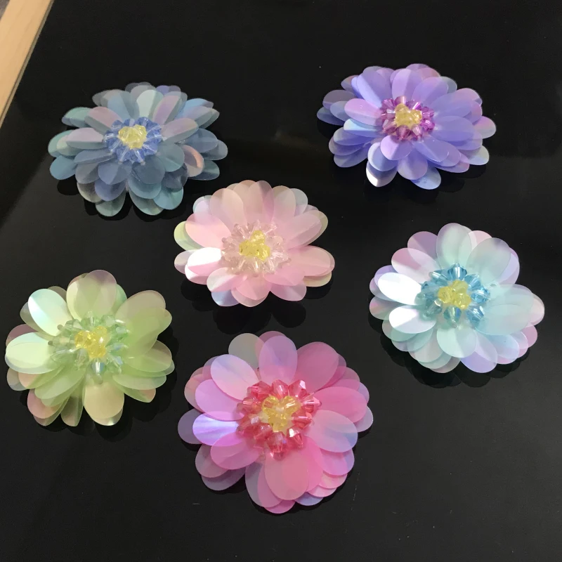 3D ручной работы нашивки со стразами и бисером цветок аппликация вышивка ткань