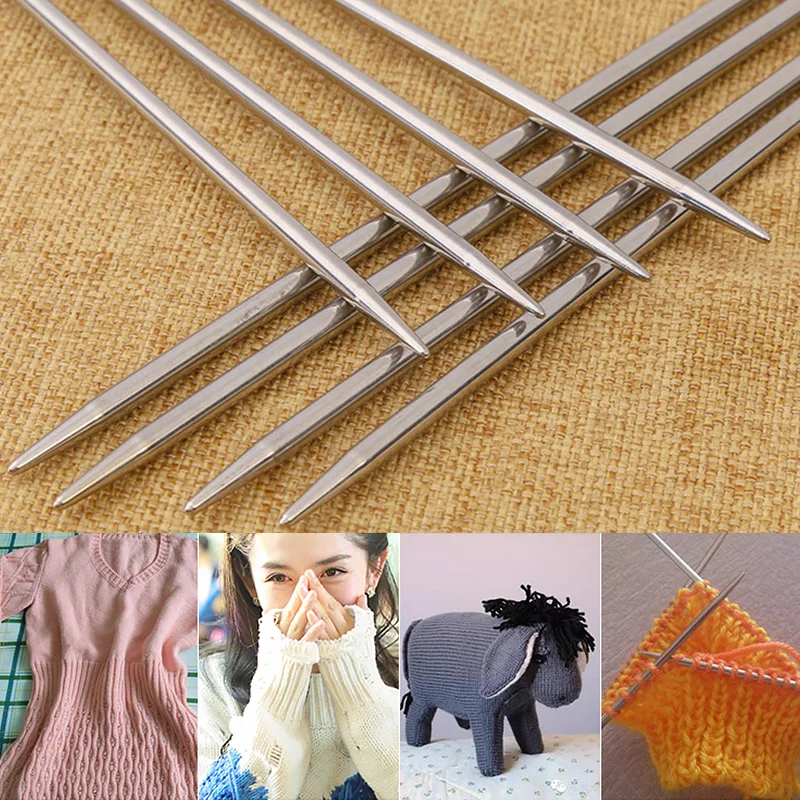 4Pcs/set 25cm Straight Knitting Needles Stainless Steel Crochet Hooks for DIY Sweater Weave Tools Sewing Accessories | Дом и сад