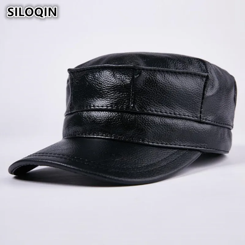SILOQIN шапка из натуральной кожи мужская плоская первый слой воловьей женские