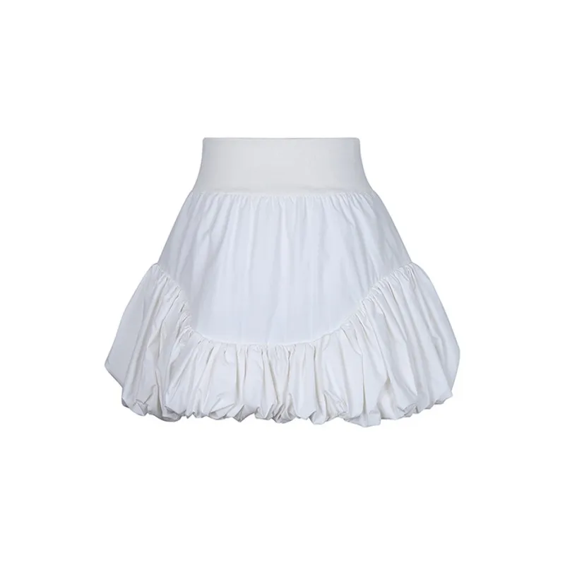 

Skirts Women Solid A-line Summer Mini Hem Ruffles New Ulzzang Chic Ruched All-match High Waist Hot Selling Lovely Girls Elegant