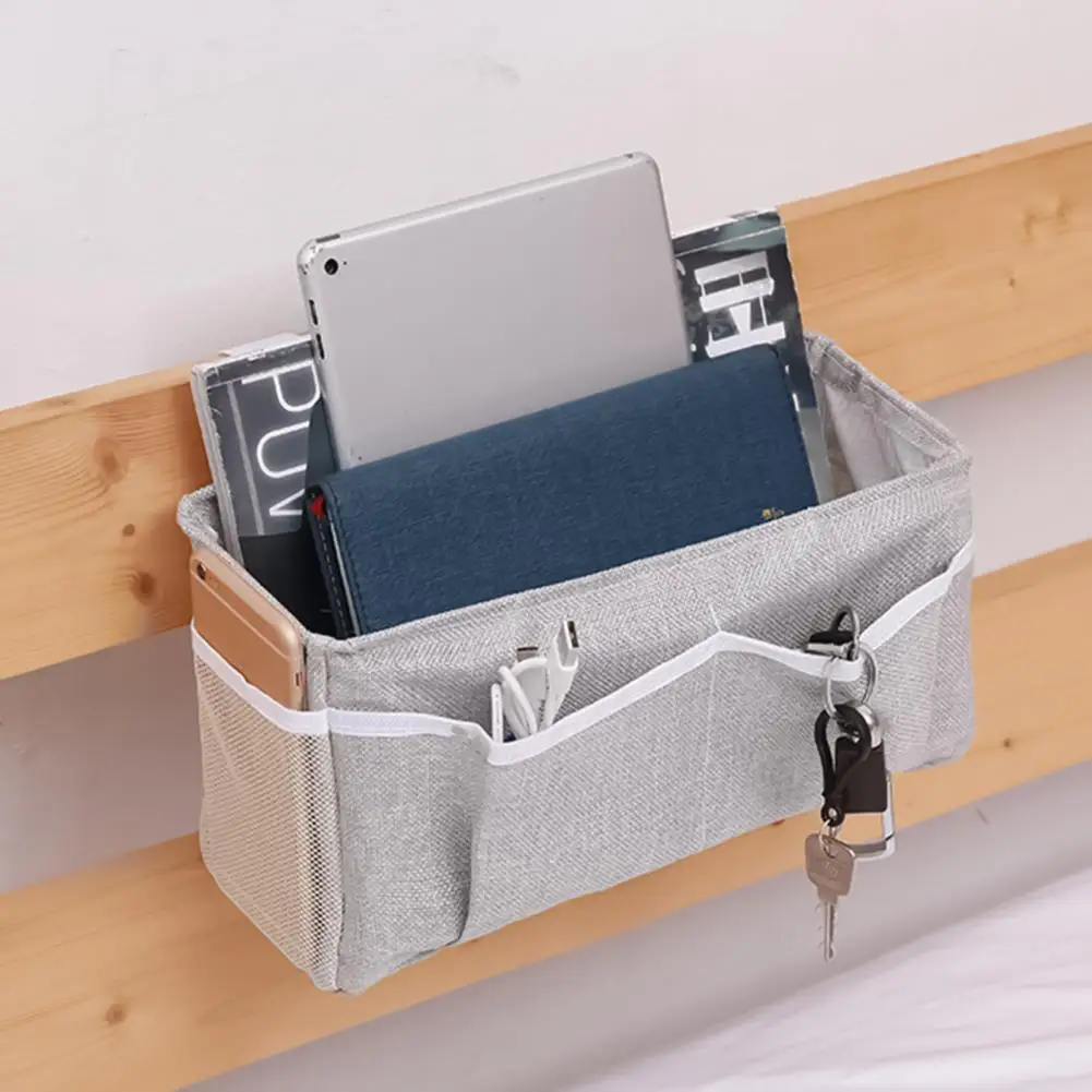 

50% Hot Sales!!! Bedside Storage Large Capacity Removable Cotton Linen Table Cabinet Hanging Pocket for Bedroom