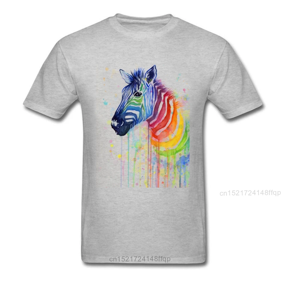 Брендовая Новая мужская футболка с принтом зебры радуги акварели черные