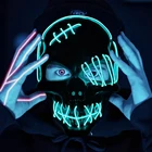 Мерцающая Маска Вендетта, косплей, светодиодный неоновый костюм, анонимная маска для светящегося танца, карнавала, вечеринки, реквизит