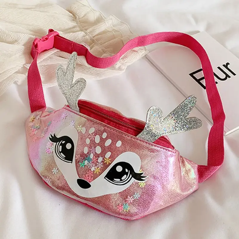

2020 Kids Elk Print Waist Fanny Pack Belt Pouch Travel Hip Bum Shoulder Bag Purse 5 Colors