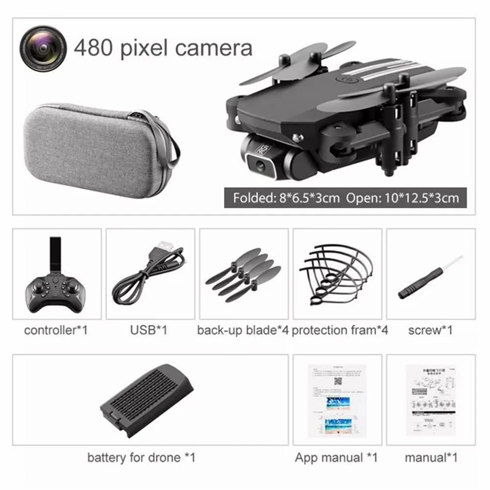 

Mini Drone 4K 1080P HD Camera WiFi Fpv Air Pressure Altitude Hold Black And Gray Foldable Quadcopter RC Dron Toy