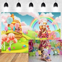 mocsicka birthday party photography background candy castle rainbow decoration baby shower child portrait photo backdrop banner