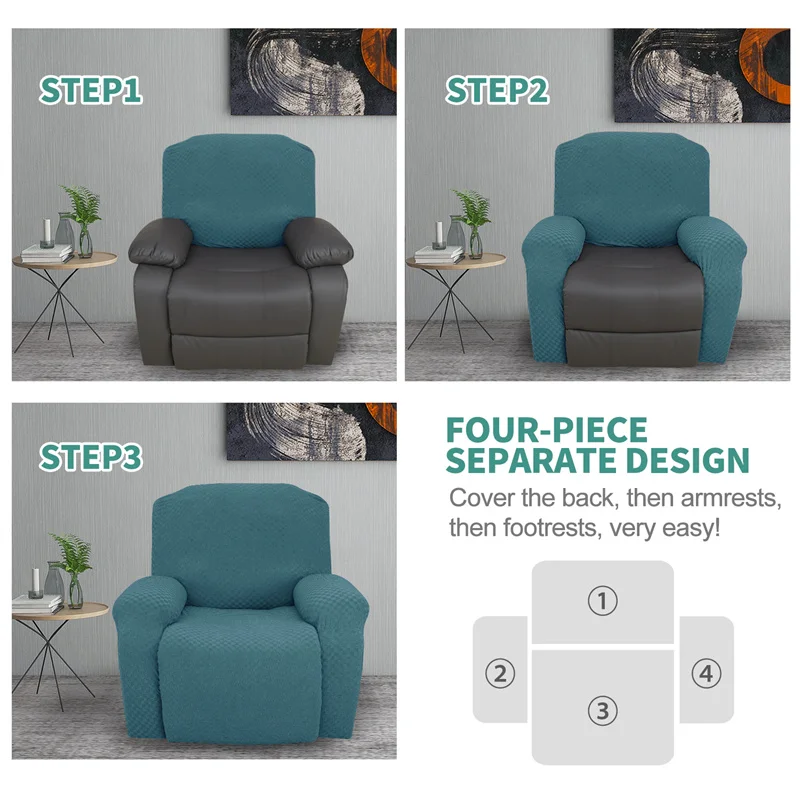 Jacquard Recliner Sofa Cover All-inclusive Massage Deck Chair Covers Spandex Lounge Single Seat Couch Slipcover Armchair | Дом и сад