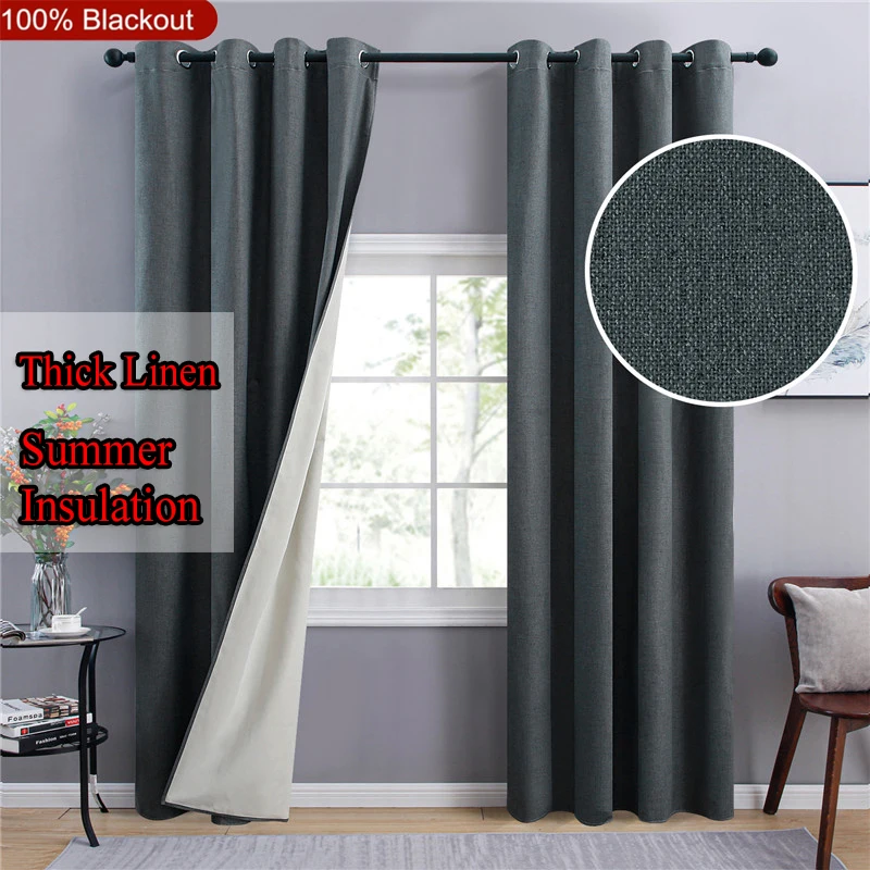 Современные звукоизоляционные занавески 100% для гостиной льняные уплотненные