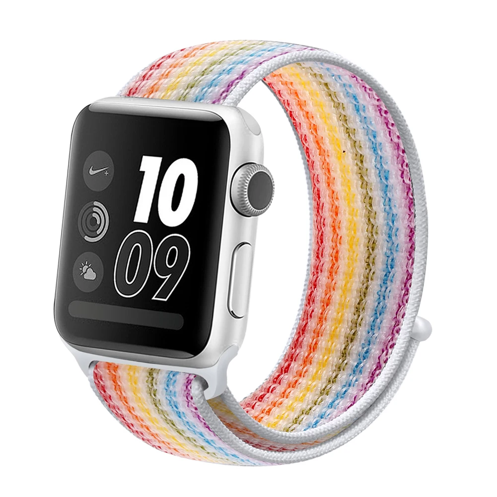 Цветной ремешок для часов Apple Watch 42 мм 38 мм 40 мм 44 мм тканый нейлоновый спортивный ремешок для iWatch 5 4 3 2 1 мягкий светоотражающий ремешок - Цвет ремешка: multi color