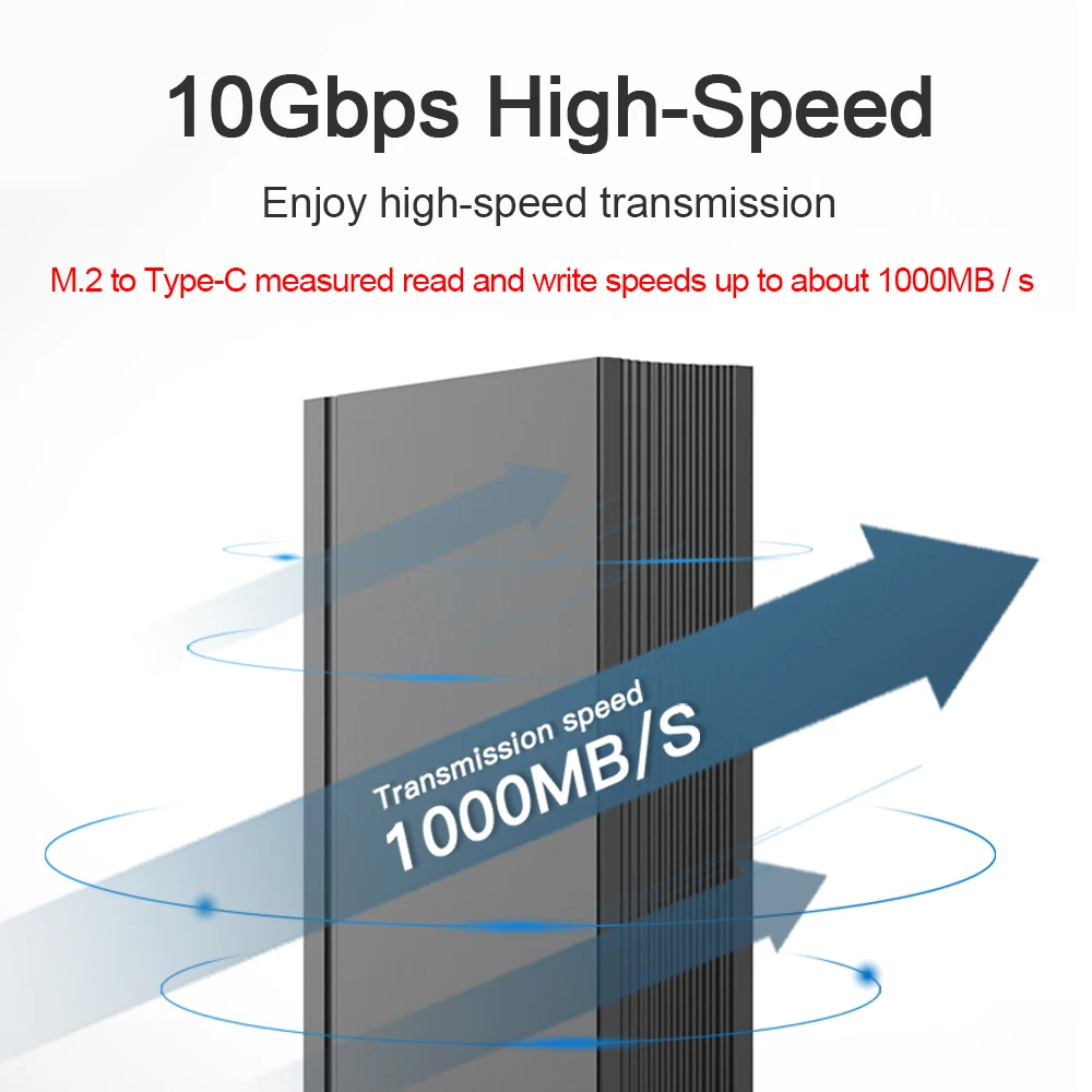Rocketek M2 SSD Case NVME Enclosure 10Gbps M.2 to USB Type C 3.1 Adapter for PCIE NGFF M/B&M Key Disk Box