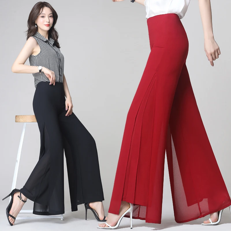 

Chiffon Pants Women Casual Chic Oversize 6XL Loose Wide Leg Trousers Ins Retro Teens Harajuku Hip Hop Office OL Lady Streetwear