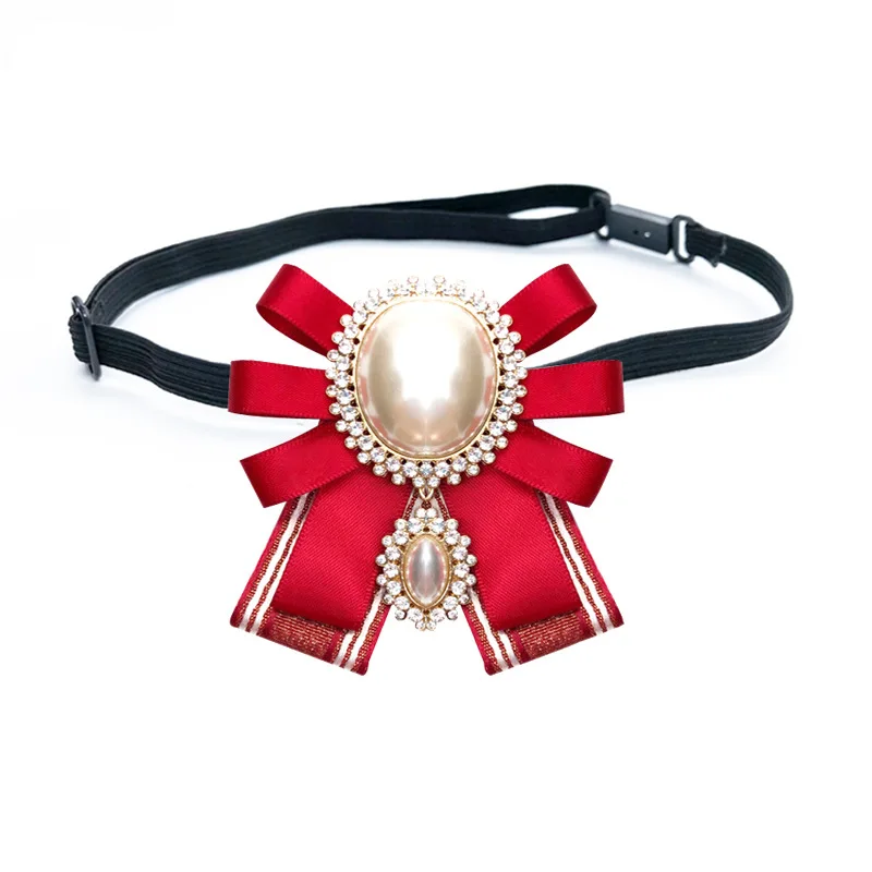 10 i-Remiel Fashion New Korean Pearl Bow Tie Brooch for Female Ancient Rhinestone Lapel Pin Badge Corsage Shirt Collar Accessories - Окраска металла: 10