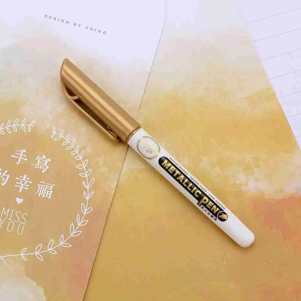 

1pc Diy Metallic Waterproof Permanent Paint Marker Pens Craftwork Marker And Silver For Student Gold Painting Supplies Pen T2a8