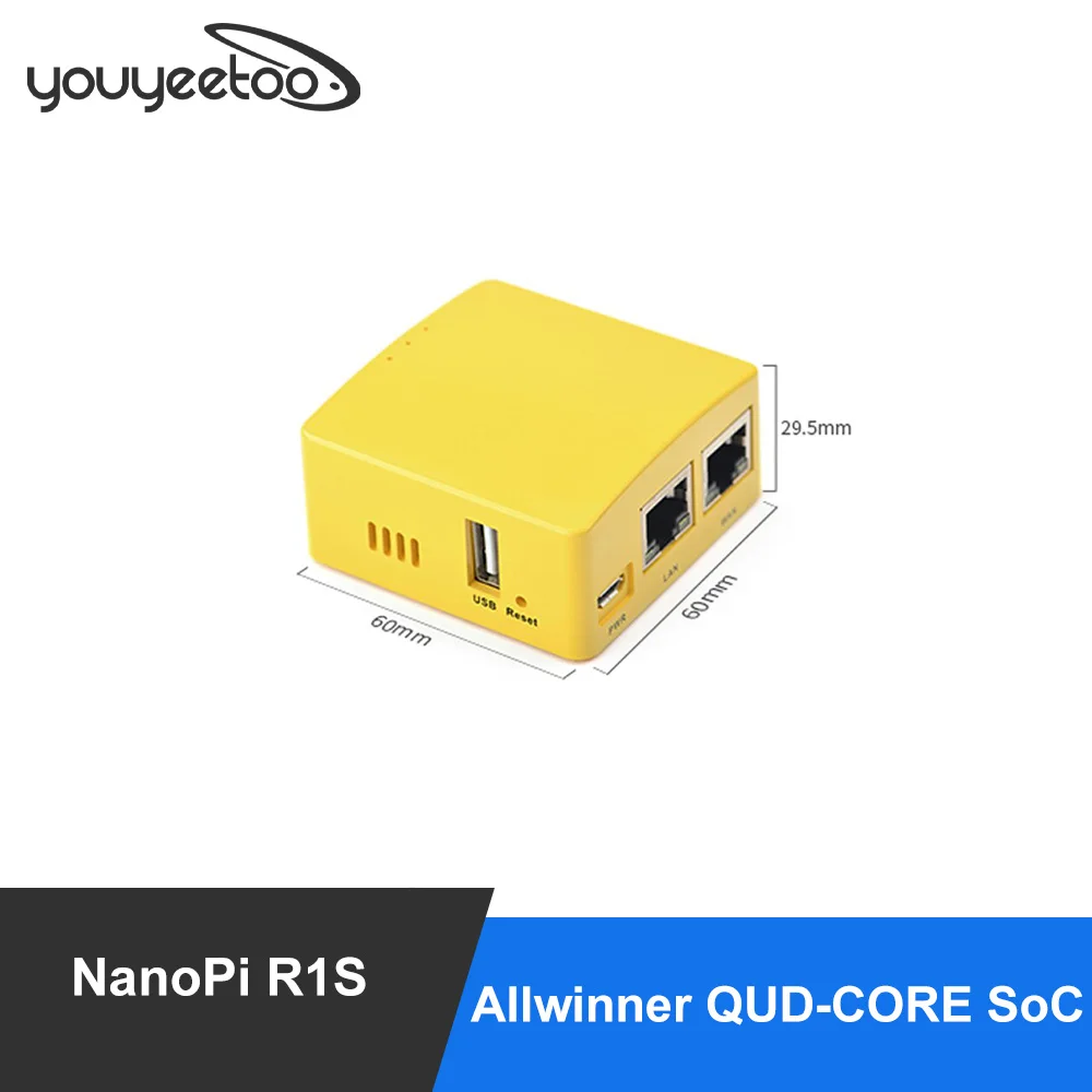 Smartfly FriendlyElec NanoPi R1S Chi H3 portable small route dual Gigabit Ethernet port 512M memory OpenWRT linux pi mini