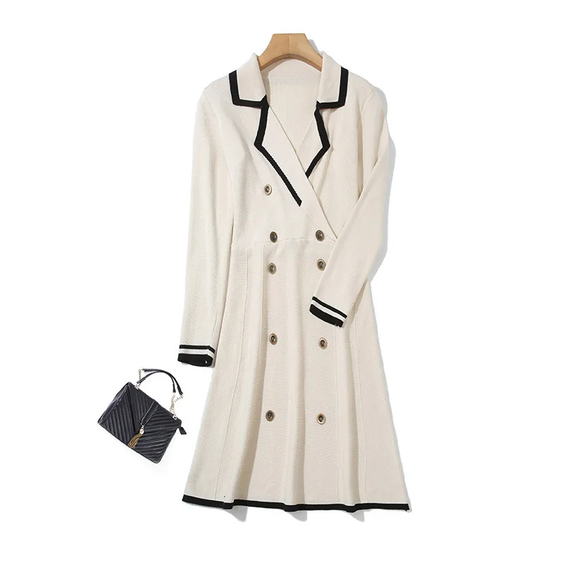 Осенний свитер ТРАПЕЦИЕВИДНОЕ трикотажное платье женское Повседневное с