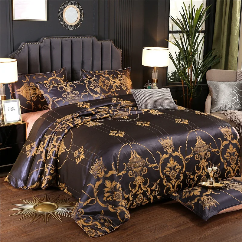 

Luxury Jacquard Bedding Set Floral Pattern Printed Duvet Cover Sets Single Double Queen King Bedclothes Quilt Covers (No Sheet)