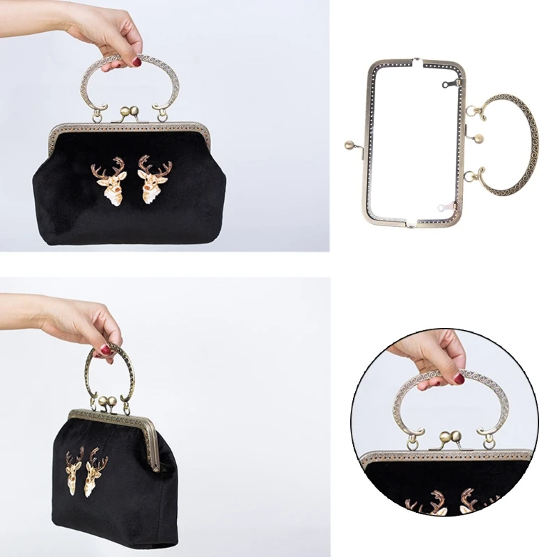 

Metal Frame Kiss Clasp Lock For Sewing Handbag Purse Coin Bag DIY Tool 20x12cm