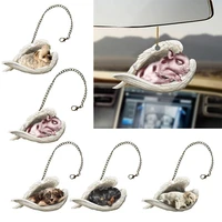 a cute animal car hanging ornament with white wing car hanging ornament car interior accessories decor car pendant