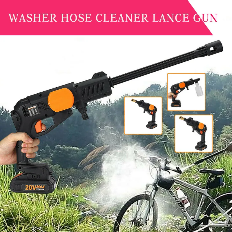 

pcmos Portable Cordless High Pressure Clean Washer Hose Car Wash Maintenance Car Washer Water Gun Snow Foam Lance