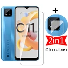 Защитное стекло для экрана и объектива камеры, 2 в 1, для Oppo Realme C11 2021, C12, C15, C20, C20a, C21, C25