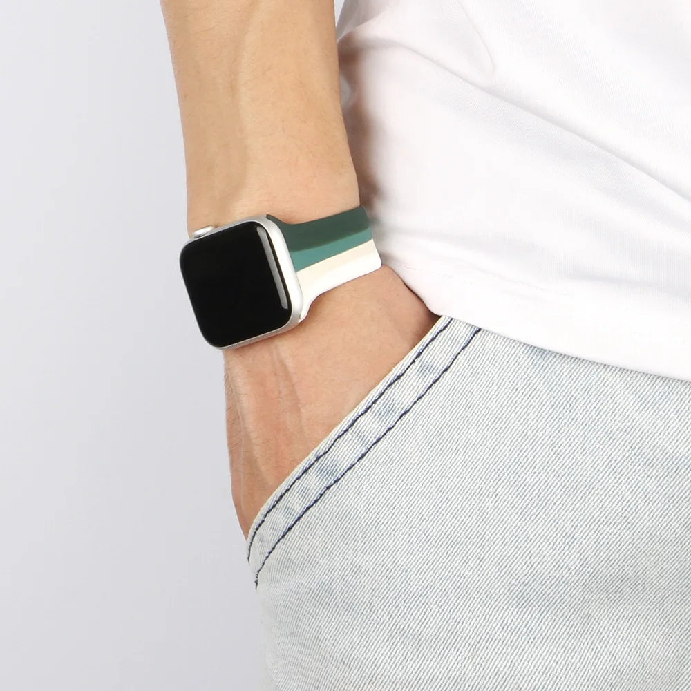 

2021 for Apple Watch Bands 38mm 42mm 40mm 44mm Watch Band Silica Gel Strap for Iwatch Series 5/SE/6/4 Bracelet Accessories Wrist