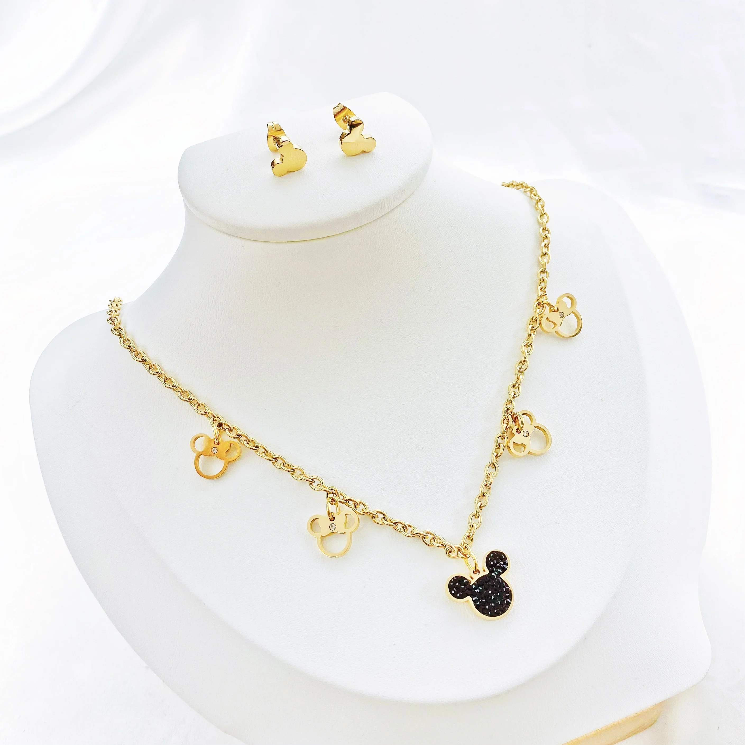 Ожерелье с подвеской мышь милое мультяшное ожерелье из цепочки титановой стали