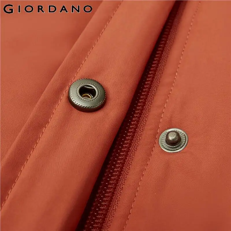 Giordano Women Coat Solid Color Mid-long Hooded Coat Slant Pockets Windproof Causal Jackets 13371830