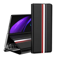 Luxurious Leather Phone Cases For Samsung Galaxy Z Fold 2 5G Shockproof Full Protective Hard PC Frame Shell Cover with Card Slot