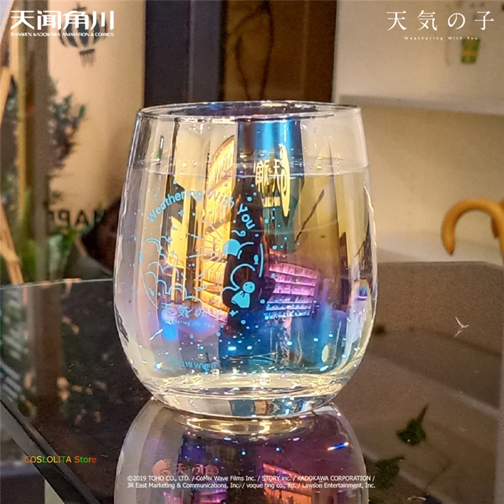 

Anime Weathering with you Tenki no Ko Amano Hina Water Cup Glass Discoloration Coffee Mug Cup Men Women Transparent Cup Gifts