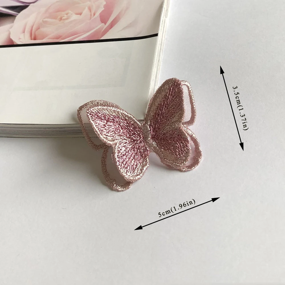 5 шт./лот многоцветные Diy стерео двухслойные бабочки вышивка кружева ткань