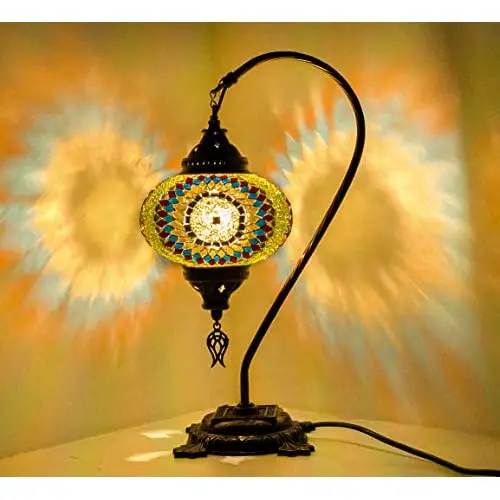 Турецкая лампа LaModaHome с лебединой шеей Марокканская мозаика настольная в стиле