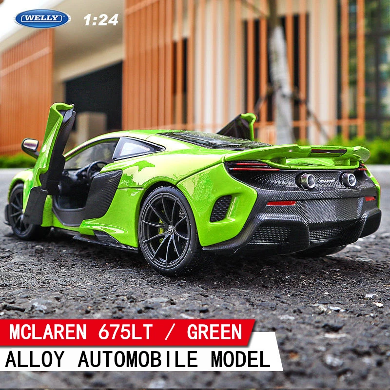 McLaren 675LT Welly 1:24 mlaren 675LT украшение автомобиля коллекция Подарочная игрушка Литье под давлением модель игрушка для мальчиков - Цвет: McLaren 675LT