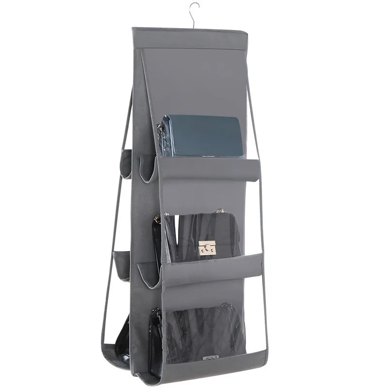 

Hot Sell 6 Pocket Folding Hanging Large Clear Storage bag Space Saving Clothe Organizer Closet Household Dustproof Fabric Pocket