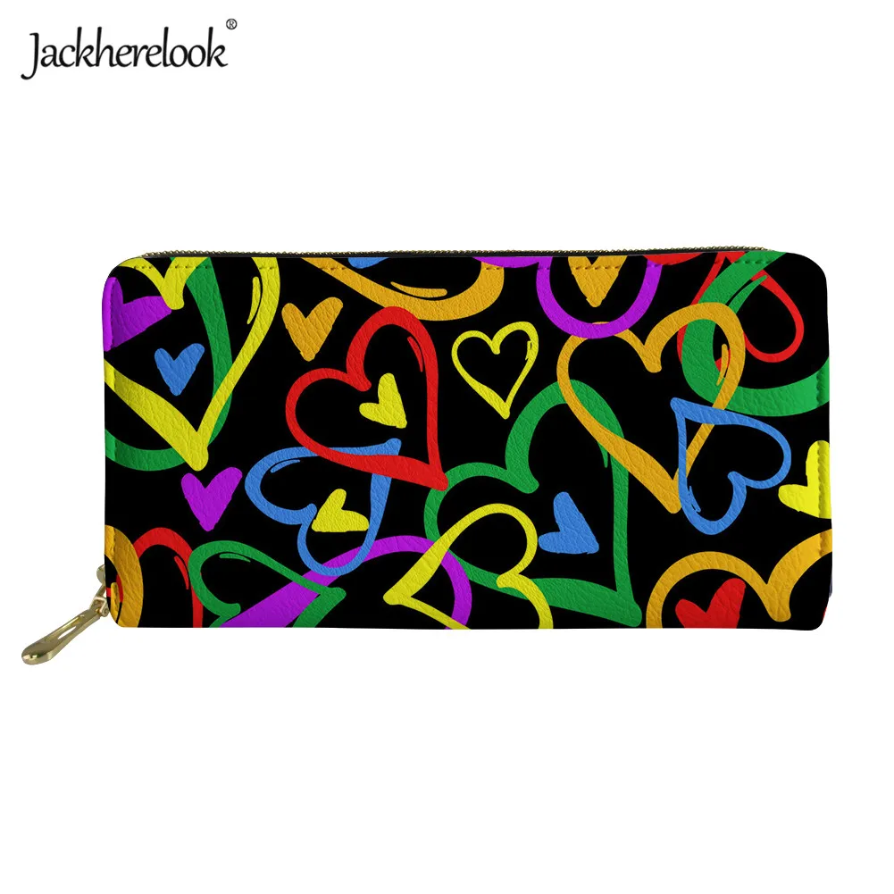 HMF1506Z21 Jackherelook женские кошельки на молнии, кожаный кошелек для женщин, красочные флаги Радуга, узор с гордыней, фирменный дизайн, держатель для карт - Цвет: HMF1506Z21
