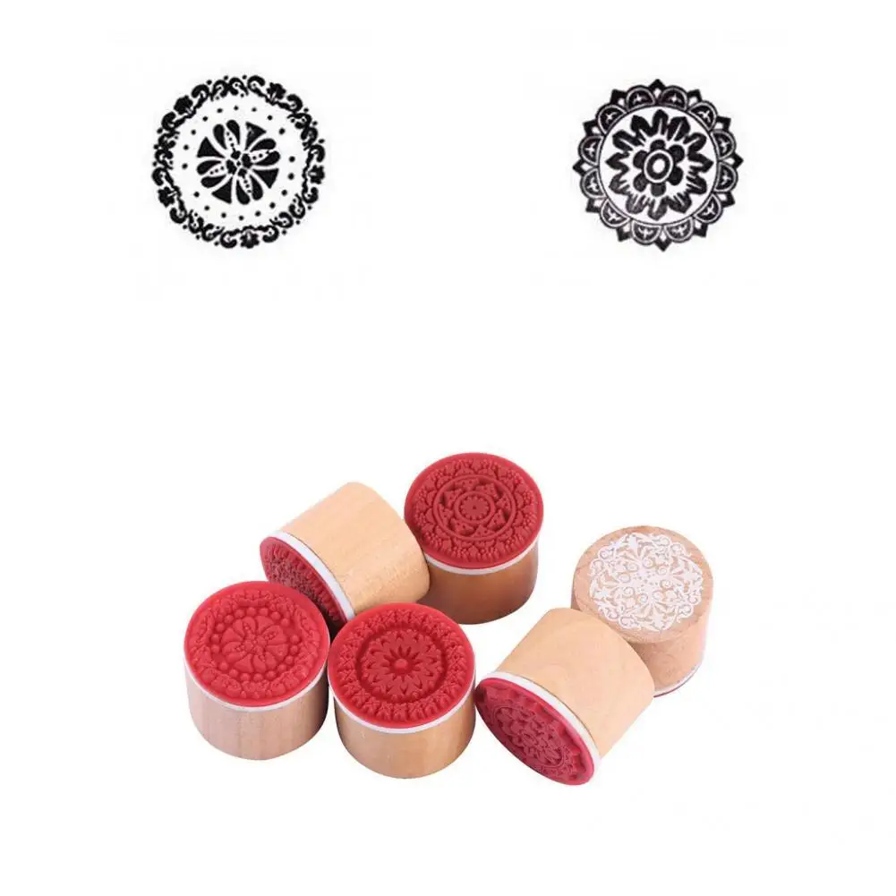 

Round Stamp Lightweight Wooden Stamp Corrosion Resistant Save Space Useful Portable Anti-rust Lace Stamp