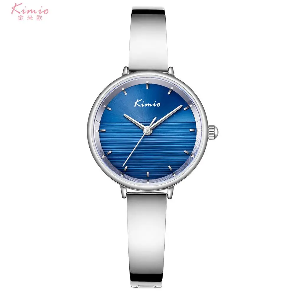 

KIMIO Sunray Stripe Dial Simplicity Exquisite Thin Light Case Relogio Ultra Bracelet Clock for Lady