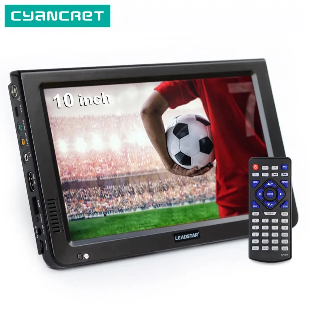 LEADSTAR 10 дюймов HD Портативный ТВ DVB-T2 ATSC ISDB-T tdt цифровой и аналоговый мини маленький автомобильный телевизор Поддержка USB SD MP4 H.265 AC3